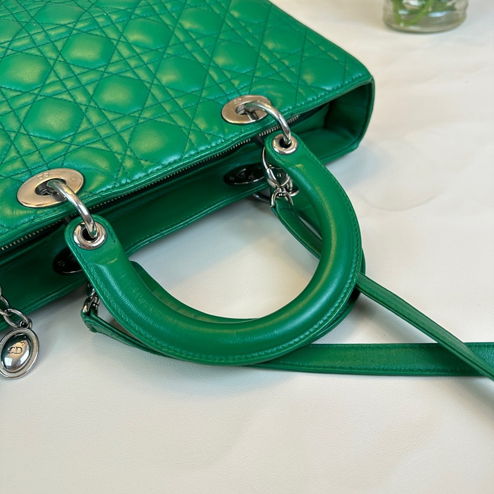 Dior Green Quilted Leather Lady Dior Top-Handle Shoulder Bag - Picture 8 of 16